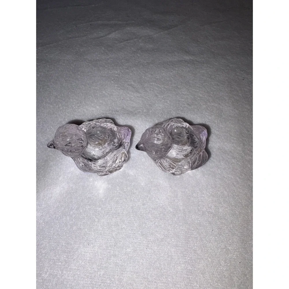 Vintage Clear Glass Chick Salt and Pepper Shakers Set Rare Bird Figurines‎